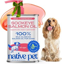 Native Pet Salmon Oil 8oz Wild Alaskan Omega-3 for Dog Cat Skin Coat