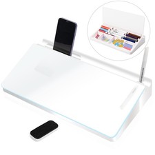 Glass Desktop Whiteboard Dry Erase Board Computer Keyboard Stand Desk White B...
