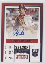 2017 Panini Elite Extra Edition USA Baseball 18U Tickets Ethan Hankins Auto 5x8