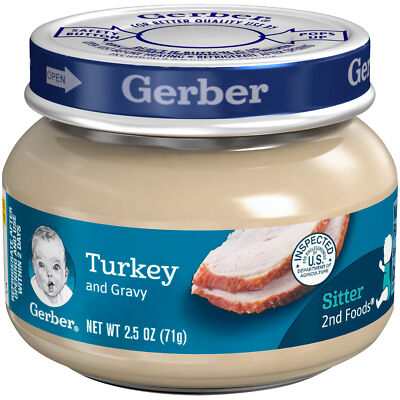 Gerber 2nd Foods Baby Food Jars Turkey and Gravy Non GMO   2.5 Oz   Pack of 20
