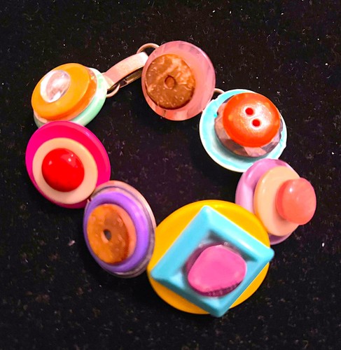 Artisan Handcrafted bakelite button bracelet Three Dimensional Estate Colorful - Picture 4 of 4