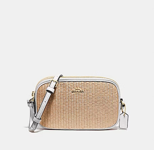Coach Mini Crossbody Pouch Straw & Ivory Pebbled Leather F73070