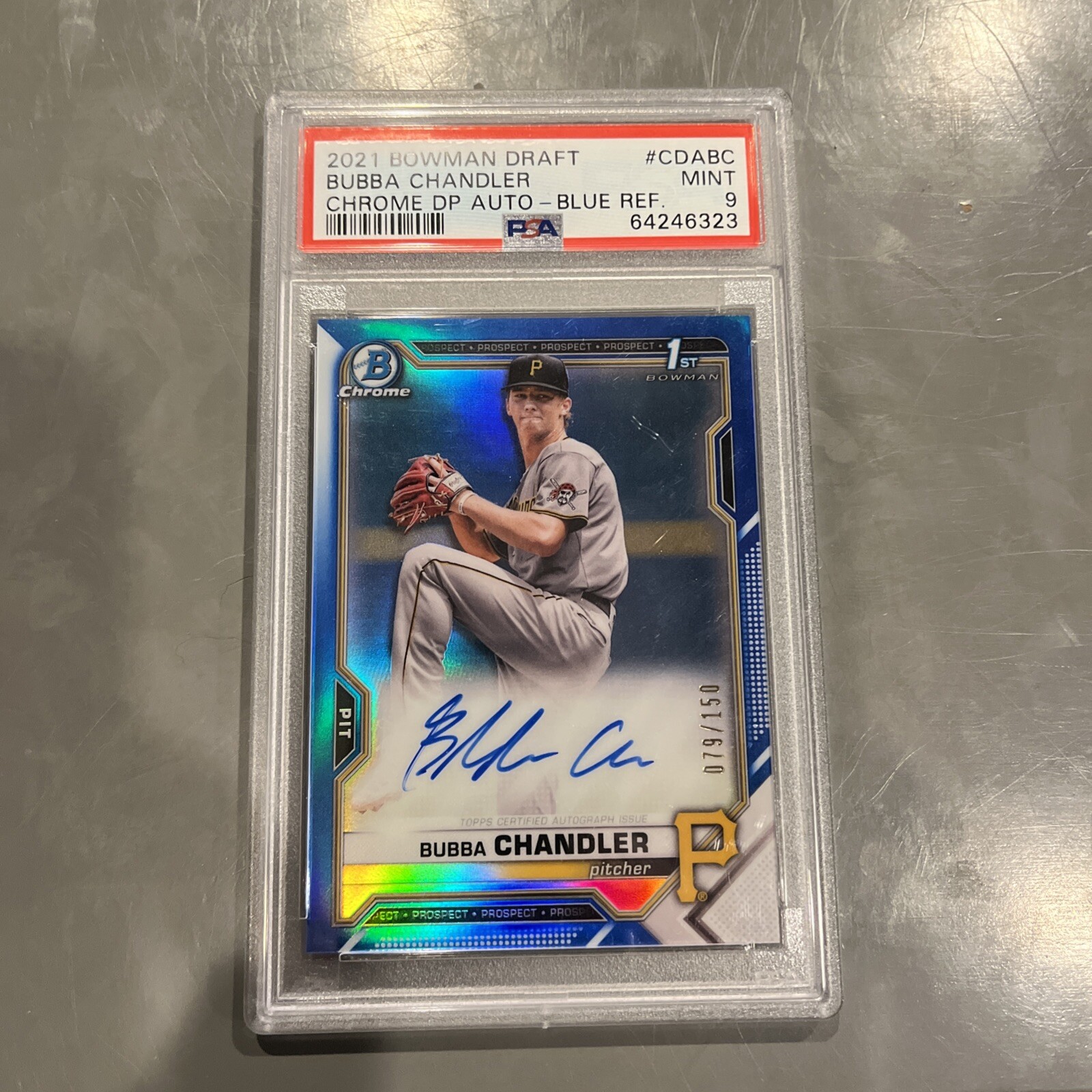 2021 Bowman Draft Chrome Bubba Chandler 1st Blue Refractor Auto 79/150 PSA 9
