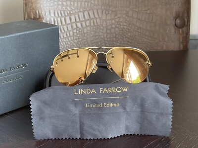 LINDA FARROW 543 C1 AVIATOR UNISEX SUNGLASSES GELB GOLD Limited Edition