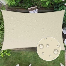 5'-24' Waterproof Shade Sail Rectangle Beige Garden Awning Sun Canopy Mesh Cover