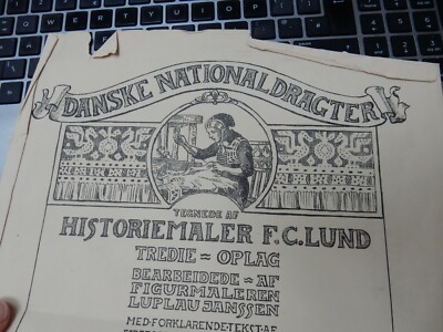 beschädigtes Titelblatt x1 Seite Abstrakt Danske Nationaldragter F.C.Lund B
