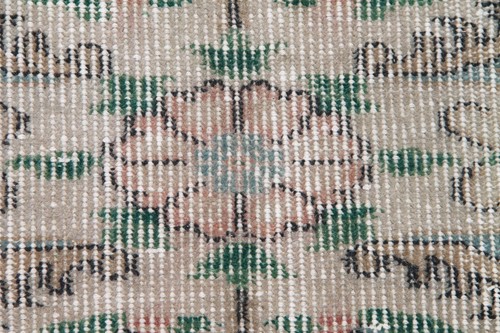 2x6 ft Handmade Floral Turkish Beige Green Low Pile Runner Rug Vintage Southwest - Picture 9 of 10