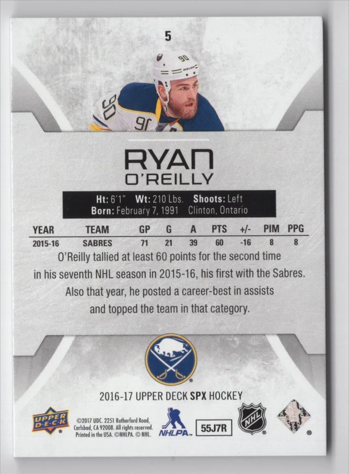 2016-17 SPx Ryan O'Reilly /149 Buffalo Sabres #5 - Image 2 of 2