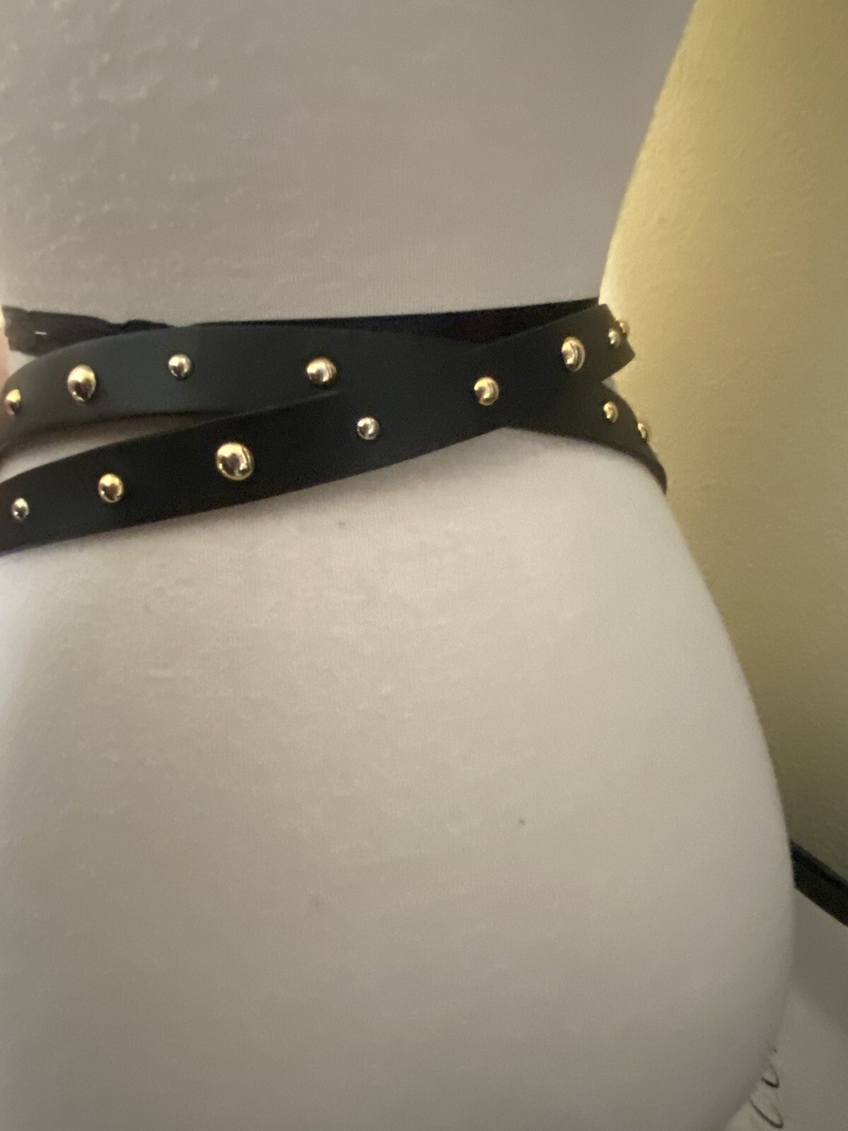 MARINA RINALDI Women’s Belt LABDA Black Skinny Wraparound Studded Belt Size L