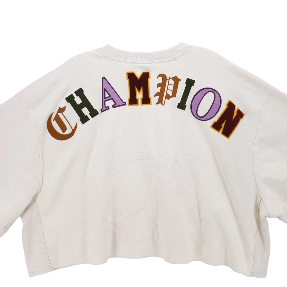 Sudadera corta Champion tejido inverso crema logotipo hechizado talla 2XL Foto 2 de 4