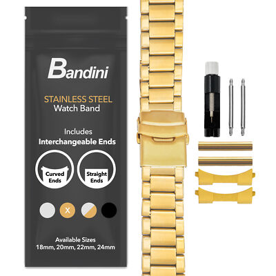 18mm Curved Steel Metal Watch Band Bracelet for Hamilton Khaki Pilot Pioneer