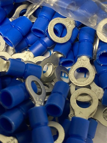 Blue 16-14 Gauge Wire Ring Terminals Vinyl Connectors Eyelet - YOU CHOOSE SIZE - - Picture 6 of 7
