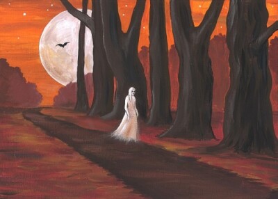 ACEO PRINT OF PAINTING RYTA HALLOWEEN GHOST VAMPIRE SPIRIT Folk Art Romania  