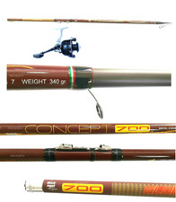 Combo Canna Bolognese Concept 7m + Mulinello Carbonio Pesca Mare Fiume Passata