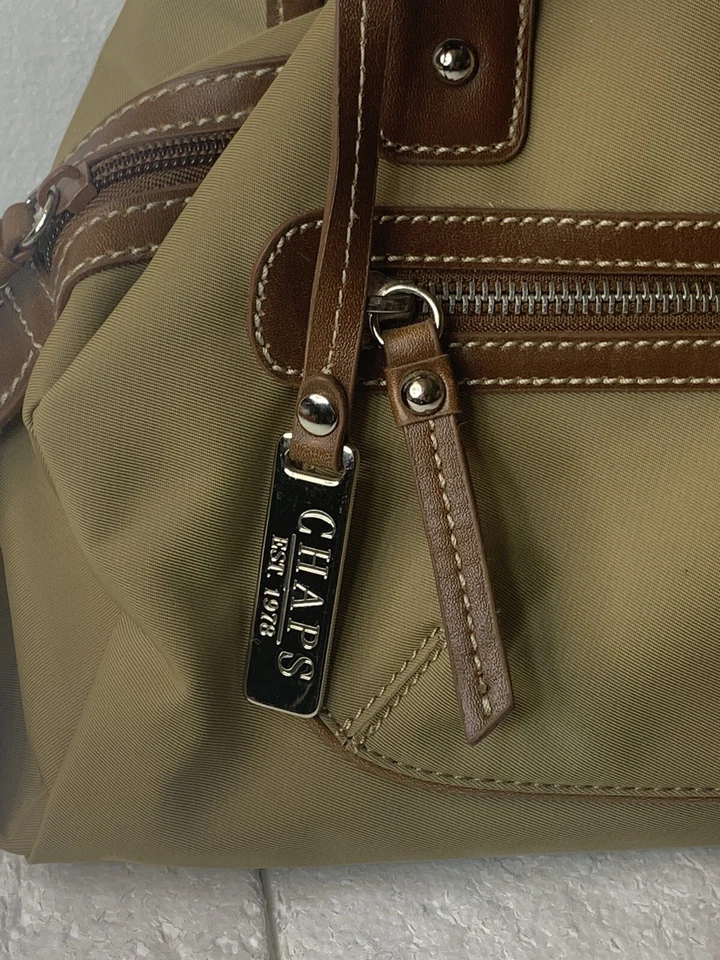 Bolso de Hombro Chaps Marrón Cuero Asas y Borde 3 Compartimentos Grandes Foto 2 de 4