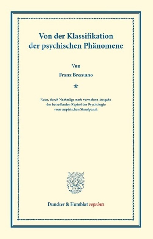 Thumbnail - Franz Brentano | Von Der Klassifikation Der Psychischen Phänomene |