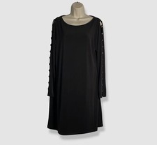 $135 Michael Kors Women's Black Accent Sleeve Shift Dress Size M