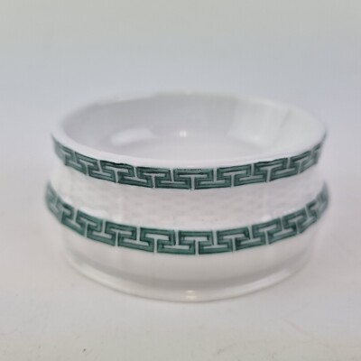 Vintage Nymphenburg Porzellan Speisesalz mit grünem griechischem Schlüssel Design 7,9 cm