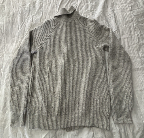 MEN'S GAP SHAWLED RIBBED CARDIGAN MARLED GRAY XL FISHERMAN GRANDPA PREPPY - Picture 8 of 10