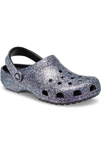 Sandale à enfiler Crocs Classic Glitter Viole Clog chaussures unisexes multi taille 7-9 neuves - Photo 1 sur 6