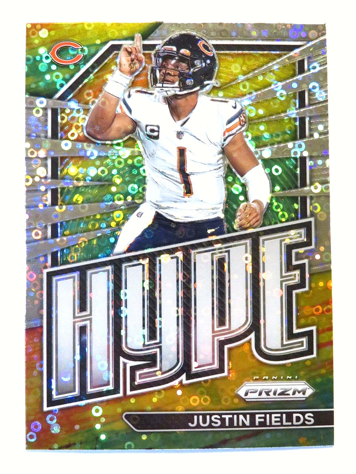 2022 Panini Prizm No Huddle Football Justin Fields Hype Disco Card #H-5 Bears