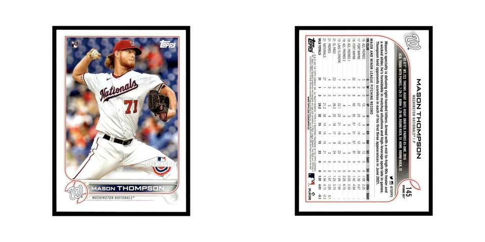 Mason Thompson Rookie 2022 Topps Opening Day #145 Washington Nationals NM - Image 3 of 3