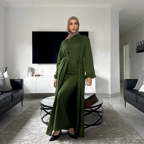 Ramadan Women Dubai Party Abaya Kaftan Muslim Long Maxi Dress Elegant Kimono Set - Imagen 66 de 79