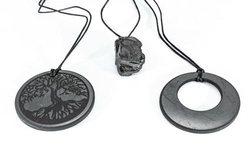 Pendant shungite engraved + Elite + Circle 3pcs Karelia EMF protection 45% 98% - Picture 4 of 4