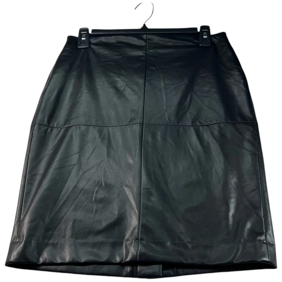 Saia de couro sintético Bar III feminina tamanho 2 preta elástica festa festival concerto nova com etiquetas - Imagem 2 de 4