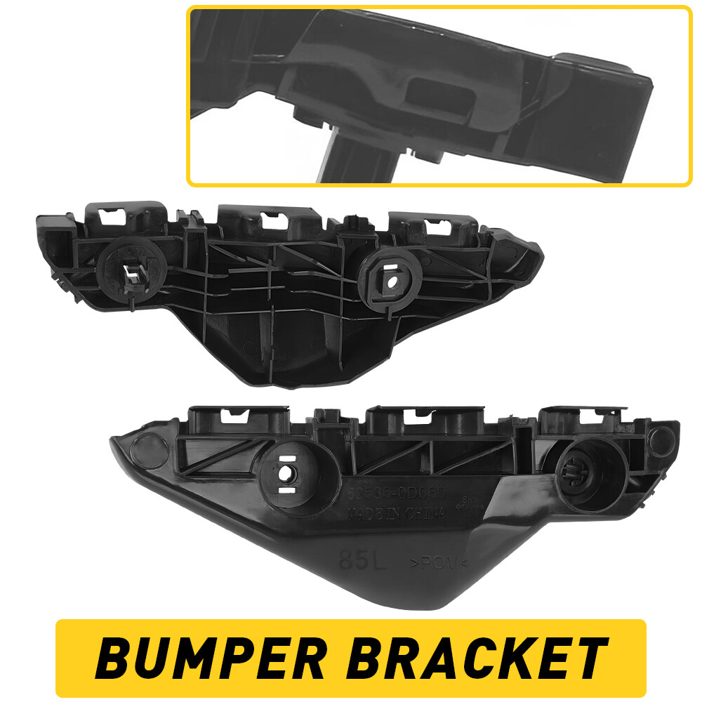 I-Match Left Front Bumper Bracket For 2003-2008 Toyota Corolla Sedan - Direct Fit Black Plastic Reinforcement