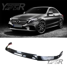 Gloss Black Front Bumper Lip Splitter Spoiler For 2019-2021 Benz W205 C300 Sport
