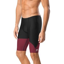 Speedo Men's Endurance Spark Splice Jammer Swimsuit Size 24 Black/Maroon