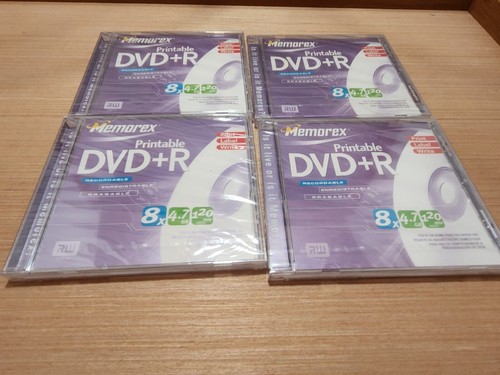 Memorex Printable DVD+R 4.7GB 120min LOT! (4) SEALED Recordable - Picture 4 of 6