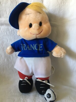 Peluche France ELUZ LZ 30 Cm, Garçon Blond Casquette Bleue, Années 90/2000