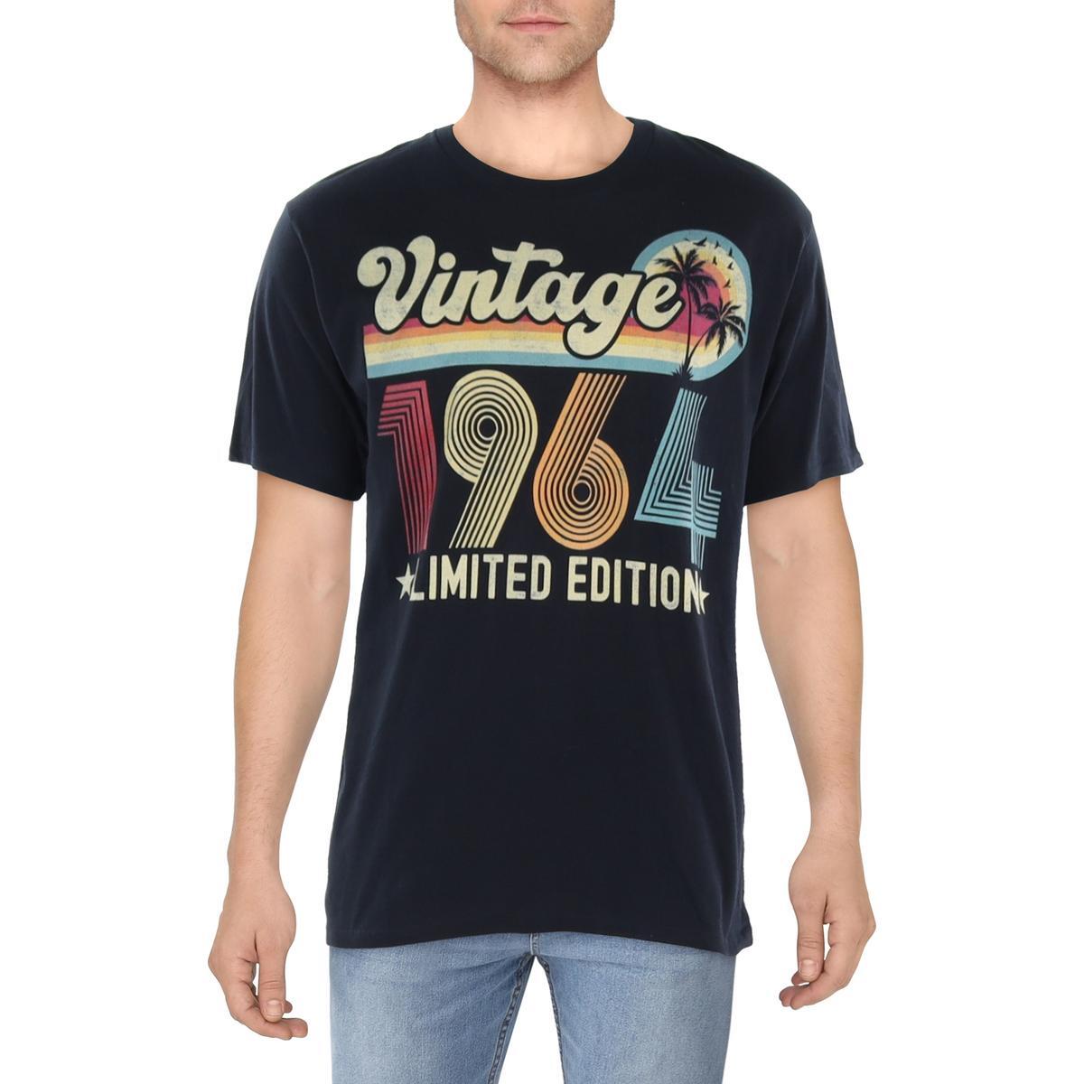 Мужская винтажная футболка с круглым вырезом и графическим принтом Port - Company 1964 года выпуска, черная, L BHFO 0643