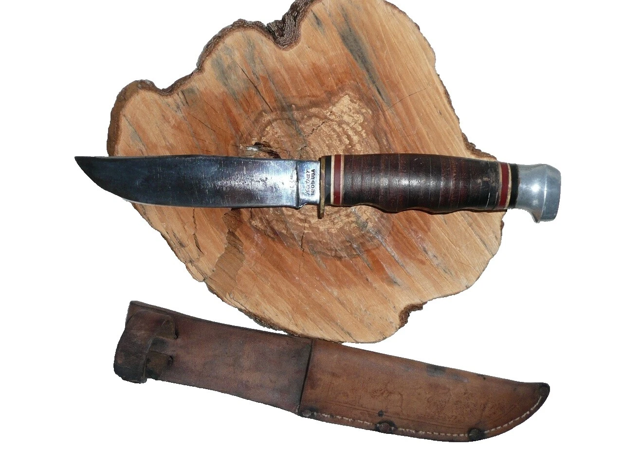 KA-BAR Carbon Steel Blade Leather Handle Collectible Folding Knives