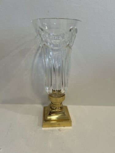 Waterford Crystal Pompeii Hurricane Pilar Candle Holder With Brass Base - Picture 3 of 14