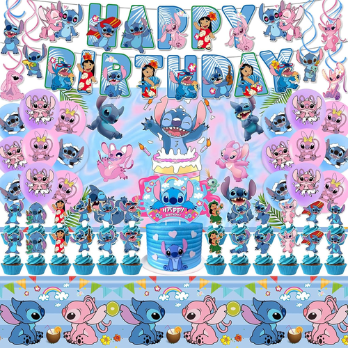 Stitch Party Supplies, Birthday Party Decorations Set Include Banner, Backdrop,