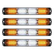 24LED 4PCS Amber/White Car Truck Warning Hazard Strobing Beacon Strobe Light Bar