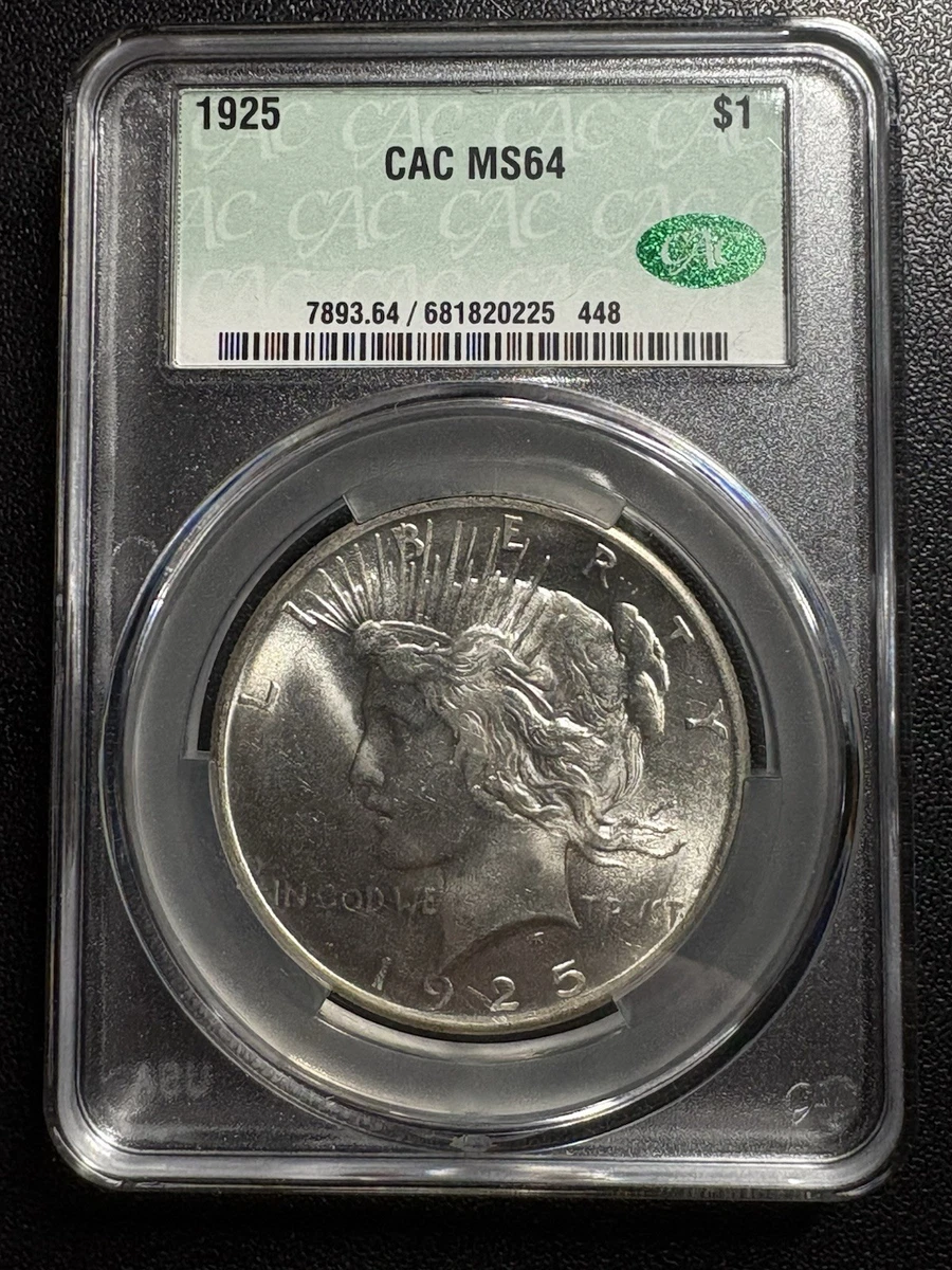 Silver MS 64 Graded 1925 Year Peace Dollars (1921-1935) for sale