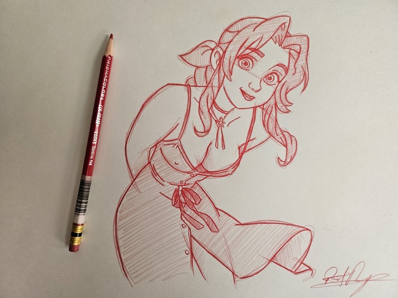 Square Enix/Soft Final Fantasy Aerith Character Design Drawing/Sketch Art Pin-up