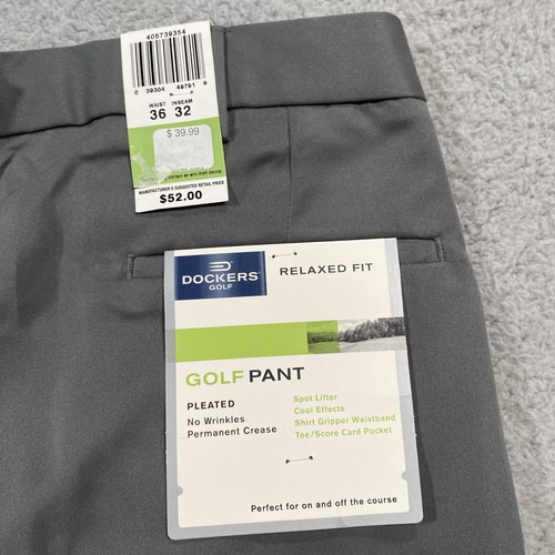 NWT Dockers Golf Pant Relaxed Fit 36 x 32 Gray - Picture 6 of 8