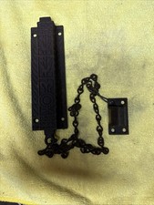 Vintage Cast Iron Spring Loaded With Chain Door Latch