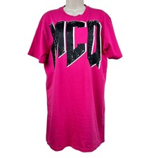 McQ Alexander McQueen Graphic Logo T-Shirt Dress Short Sleeve Cotton Pink Medium