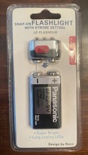 Kikkerland Snap-on Led Flashlight 9v Panasonic Battery New In Box