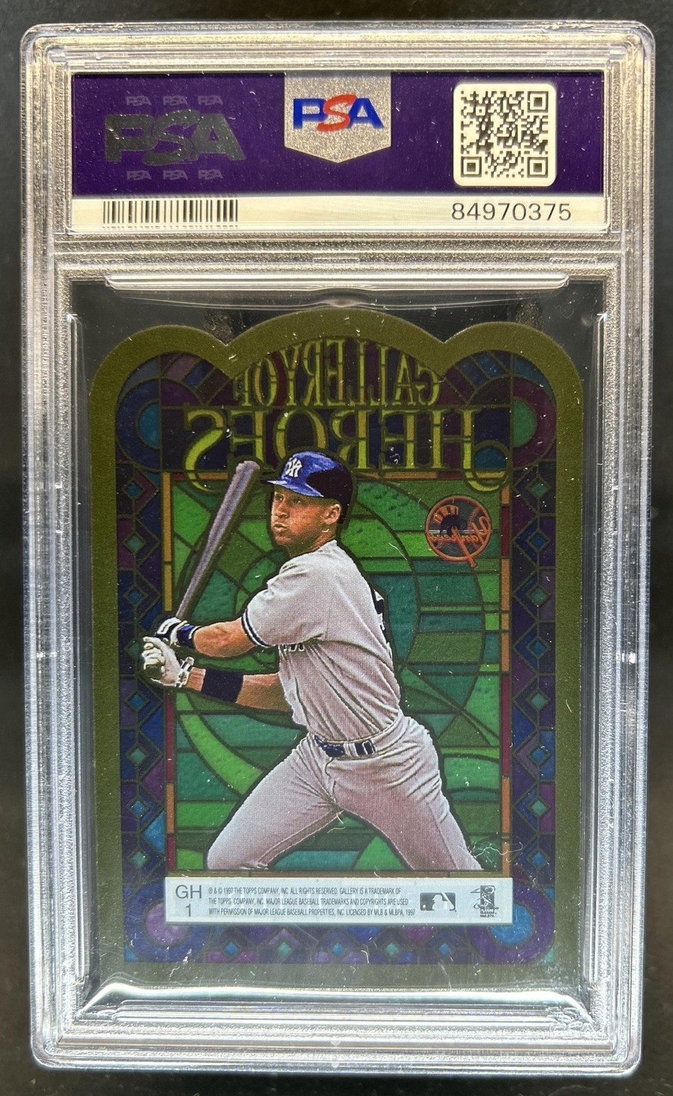 1997 Topps Gallery Derek Jeter of Heroes #GH1 New York Yankees PSA 9 view 2