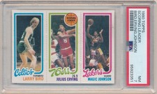 LARRY BIRD MAGIC JOHNSON JULIUS ERVING 1980/81 TOPPS RC ROOKIE CARD SP PSA 7 NM. rookie card picture