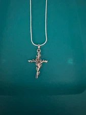 20 inch 925 Sterling Silver rope chain with rose cross pendant 10% to charity
