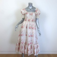 LoveShackFancy Terrence Midi Dress Dolce Floral Print Silk Size Extra Small NEW