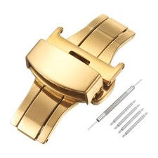 Stainless Steel Deployment Clasp 20mm Butterfly Folding Buckle Gold